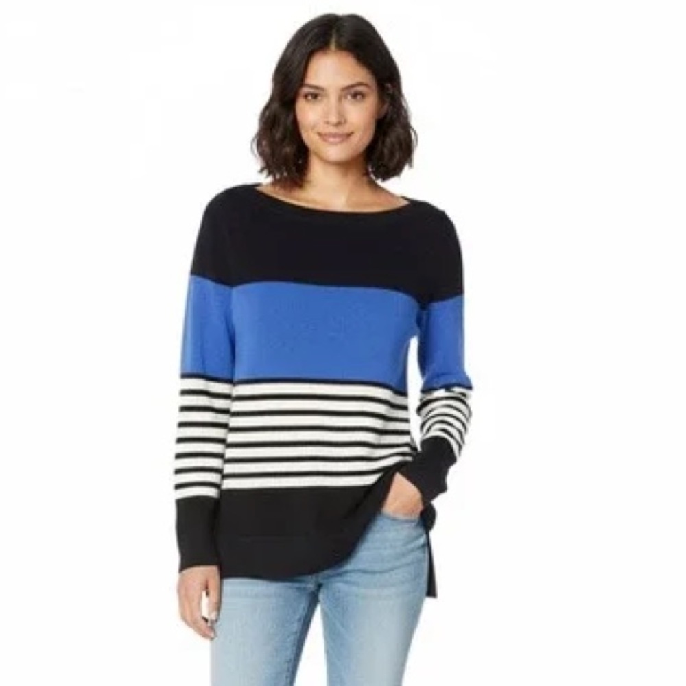 Kate Spade Amari striped colour block cashmere boatneck Sweater